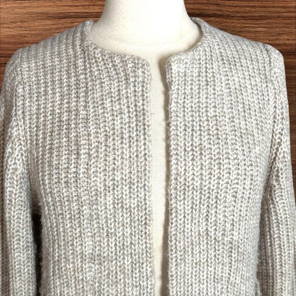Wit & Wisdom Ribbed Cardigan Cardigan Sweater Sz M Marled Cropped w Pockets $98 - Picture 6 of 9
